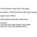 2Pcs Front Angel Eyes Fog Lights + Grille For VW Golf 5 MK5 Rabbit 2003-2009 Generic