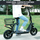 12 inch Commuter Electric Scooter  With Carry Basket 500W Adult  Shock Absorption  Electric Scooter with Seat  - Up to 25 Miles 18.6MPH