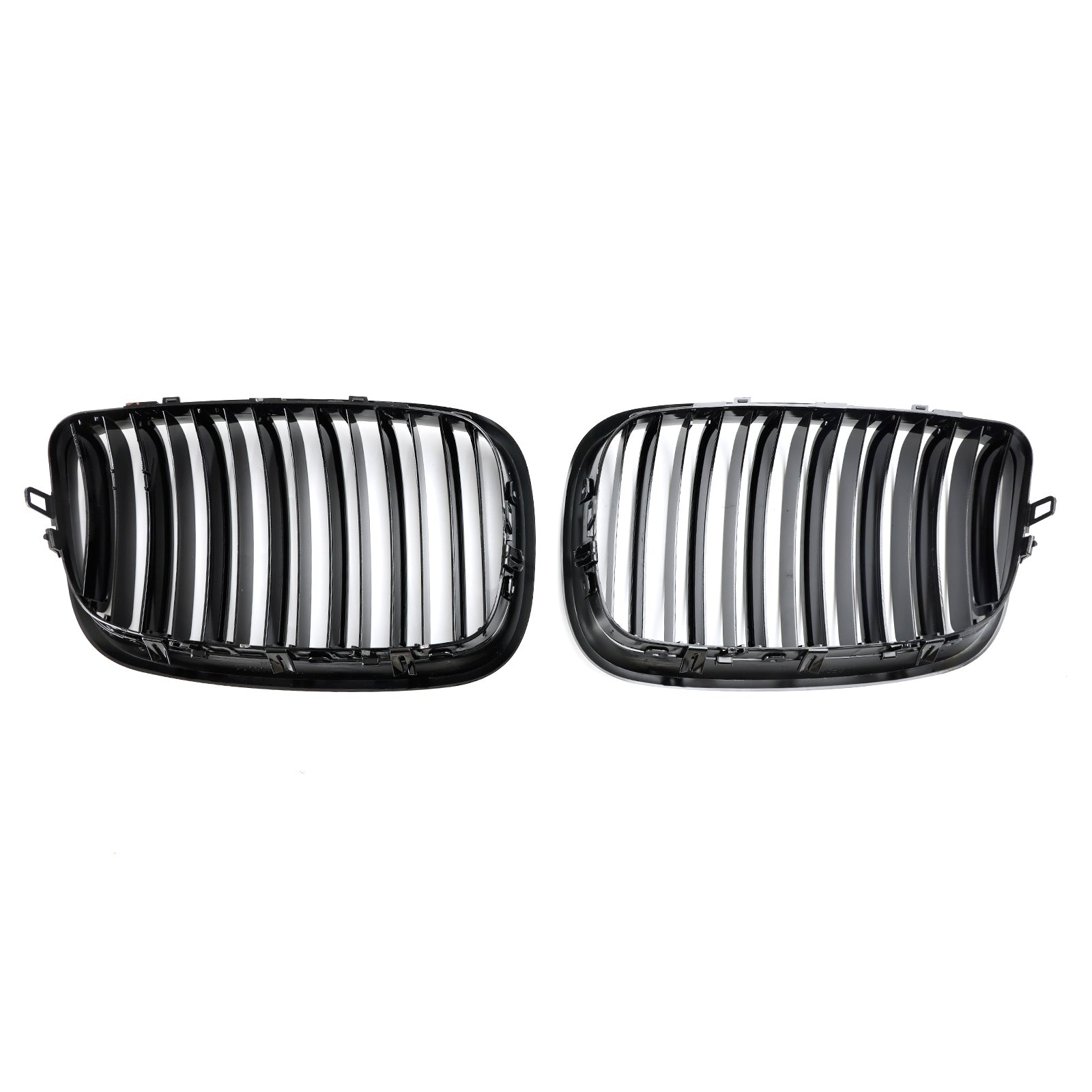 For BMW X5 E70 (2007-2013) & X6 E71 (2007-2014) Front Bumper Kidney Grille - Matte Black Vertical Billet Grille Set (Left+Right)