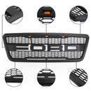 2004-2008 F150 Ford Raptor Style Black Front Mesh Hood Grill Grille With LED Lights Generic