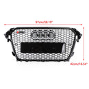 RS4 Style Mesh Front Bumper Grille Grill Fit Audi A4 S4 2013-2016 Gloss Black