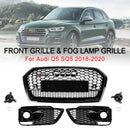 2018-2020 Audi Q5 SQ5 RSQ5 Front Honeycomb Mesh Grill + Fog Lamp Grille