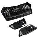 2018-2020 Audi Q5 SQ5 RSQ5 Front Honeycomb Mesh Grill + Fog Lamp Grille