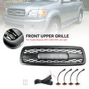 2001-2004 Toyota Sequoia Matte Black Front Bumper Grill Grille W/Lights