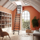 13 Steps Electirc Acctic Ladder Aluminum Folding 12-15ft Remote For Loft Home