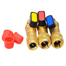 3pcs Straight Ball Valves 1/4" SAE Refrigerant HVAC A/C Tech Hand Tool For R410A