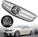 Front Bumper Grille Fit Benz C Class W204 W/LED Emblem C300/C350 2008-2014 Chrome Generic