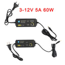 Adjustable DC Power Supply Adapter Charger Variable Voltage 3-12V 5A 60W