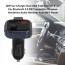 20W Car Charger Dual USB Fast Charger BT23 Car Bluetooth 5.0 FM Transmitter Wireless Handsfree Audio Receiver Auto MP3 Player