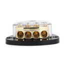 Nickel Plated plastic housing Heat resistant Splitter Distribution Block 0 Ga In 4x4 Ga Out Car Audio AWG 12V Clear Cover for Car Audio Marine