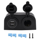 2 In 1 Charger + 12V/24V Cigarette Lighter 2 Hole Panel Fit for Boat Car