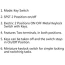 4Set D102 12mm Micro Barrel Electronic Key Lock Switch On/Off 2 Positon With Key