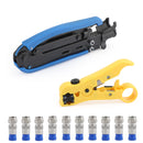 F-Type Coaxial Compression Tool Coax Cable Crimper Kit Adjustable RG6 RG59 RG11