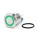 22mm 24V Ring LED Push Button Switch Stainless Steel For Car/Boat/DIY