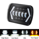 55W 7x6 5X7 LED Projector Headlight Hi-Lo Beam Halo DRL For Cherokee XJ Generic