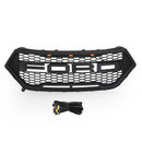 15-18 Ford Edge Black Raptor Style Front Bumper Grill Upper Grille + Amber LED Lights