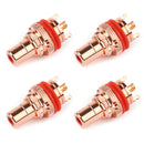 4PCS Red RCA Female Socket Chassis Connector High Quality Copper Jack