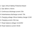 4¡Á 3S 11.1V 25A W/Balance Li-ion Lithium 18650 Battery BMS PCB Protection Board