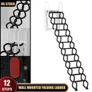 Wall Mounted Folding Ladder Black Loft Attic Stairs Pull down 12 Steps 9.8ft Black Wall Mounted Folding Loft Ladder Stairs Attic Ladder Home Pulldown