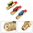 3pcs Straight Ball Valves 1/4" SAE Refrigerant HVAC A/C Tech Hand Tool For R410A