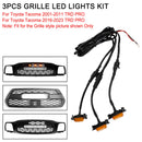 2001-2011 2016-2023 Toyota Tacoma TRD PRO 3PCS Front Bumper Hood Grille LED Lights