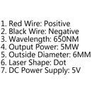 100Pcs Laser Diode Module Mini 650nm 6mm 5V 5mW Laser Dot Diode Head WL Red