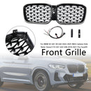 Diamond Glossy Black Front Bumper Kidney Grille Fit BMW X3 G01 X4 G02 2022-2025