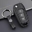 Leather Silicone Car Key Case Cover With Buckle For Ford