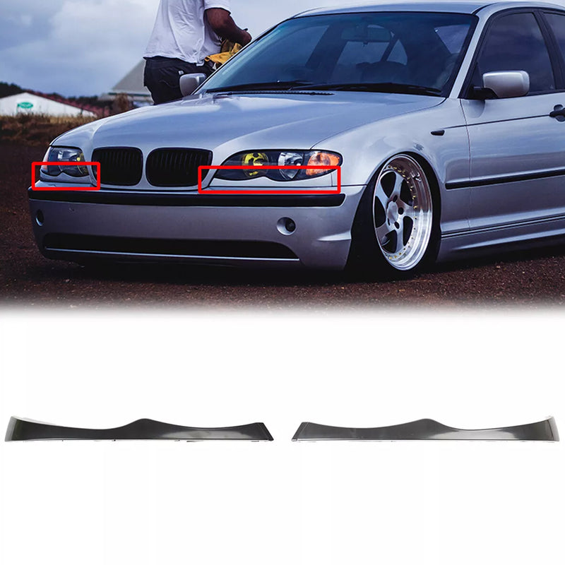 2PCS Upper Headlight Cover Strips For BMW E46 330i 330Xi 325i 325Xi 2002-2005