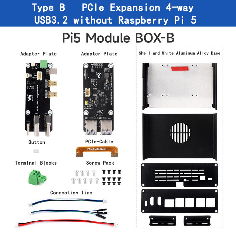 Raspberry Pi 5 Multi-Function Extension All-in-One PCIE Dual HDMI Dual 4K Output