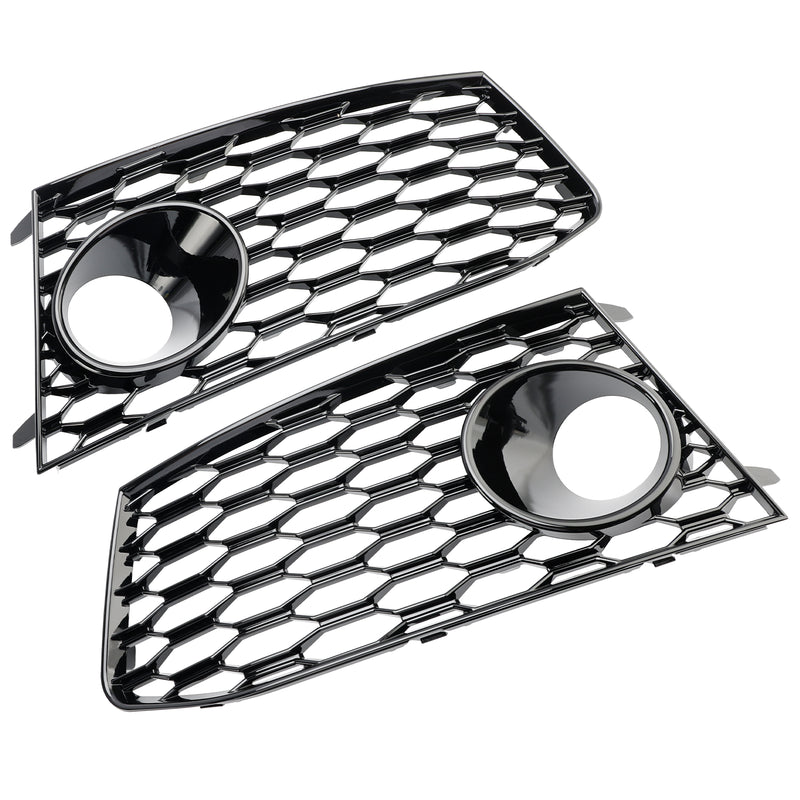 Pair Front Bumper Fog Light Lamp Frame Grille Covers Fit Audi RS7 2014-2018