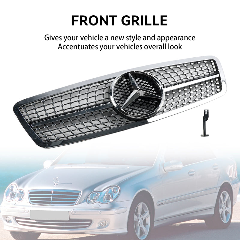 Front Bumper Kidney Grille Grill Fit Mercedes W203 C230 C320 C240 2001-2007