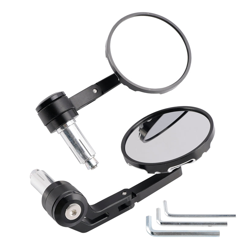 Billet Aluminum 22mm 25mm Round Bar End Mirror For Tracker Superbike Motorcycle