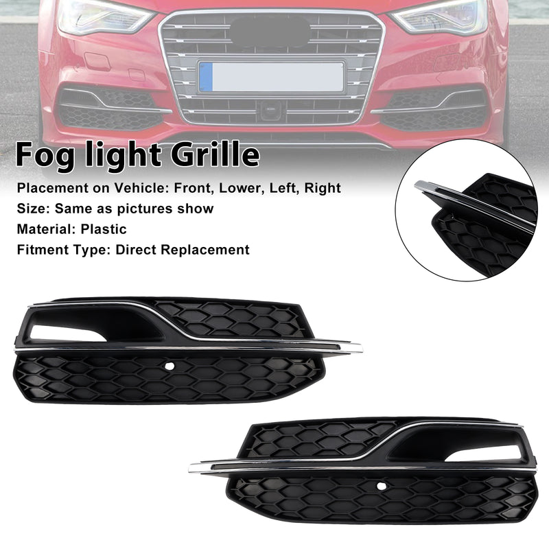 Front Lower Fog Light Cover Grill Grille Fit AUDI A3 S3 S-Line 2013-2016