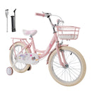 18" Child Bicycle Girls Bike with auxiliary wheels & Rack & Basket Pink
