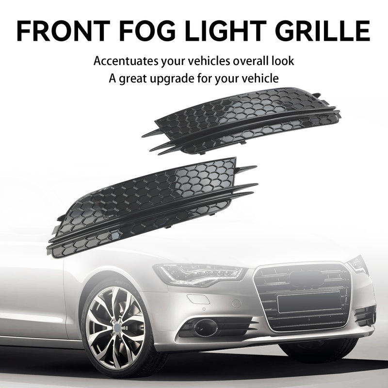 2PCS Front Fog Light Cover Bezel Grille Grill Fit Audi A6 4G C7 2012-2015