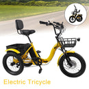 18" 7 Speed 48V 13AH 350W (peak 525W) Electric Tricycle with IPX7 Display Yellow