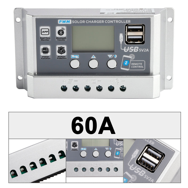 10A-60A PWM Solar Controller Display Current Solar Street Light Control 0V Start