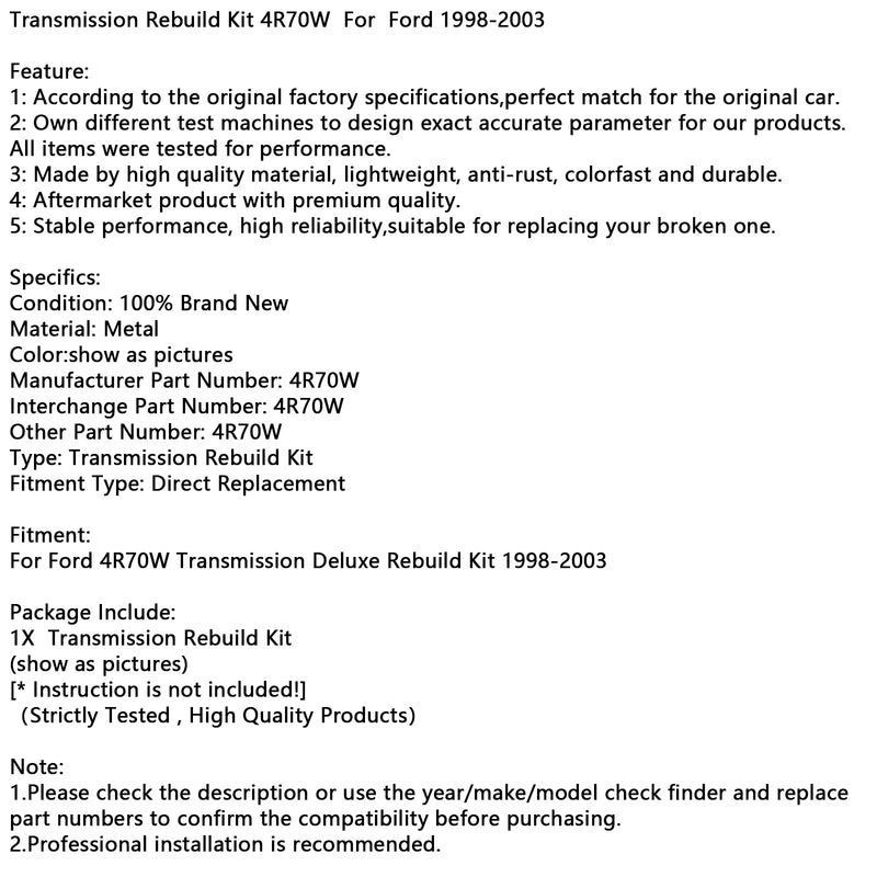 Transmission Rebuild Kit 4R70W  For  Ford 1998-2003