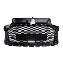 RS3 Style Honeycomb Front Grille Grill Fit Audi A3 S3 2017-2019 W/ACC Black
