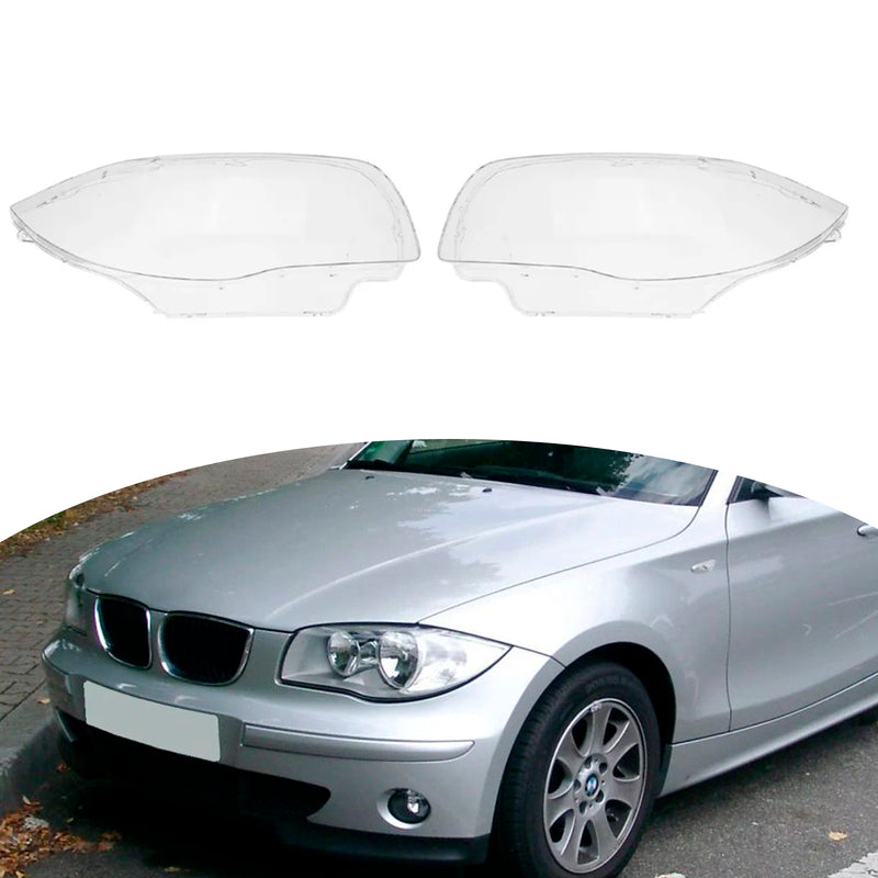 2PCS Front Headlight Glass Clear Cover For BMW 1-Series E81 E82 E87 E88 03-11