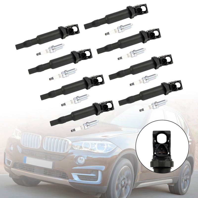 2011-2016 BMW 550i 550xi 4.4L V8 8X Ignition Coil +Spark Plugs UF592