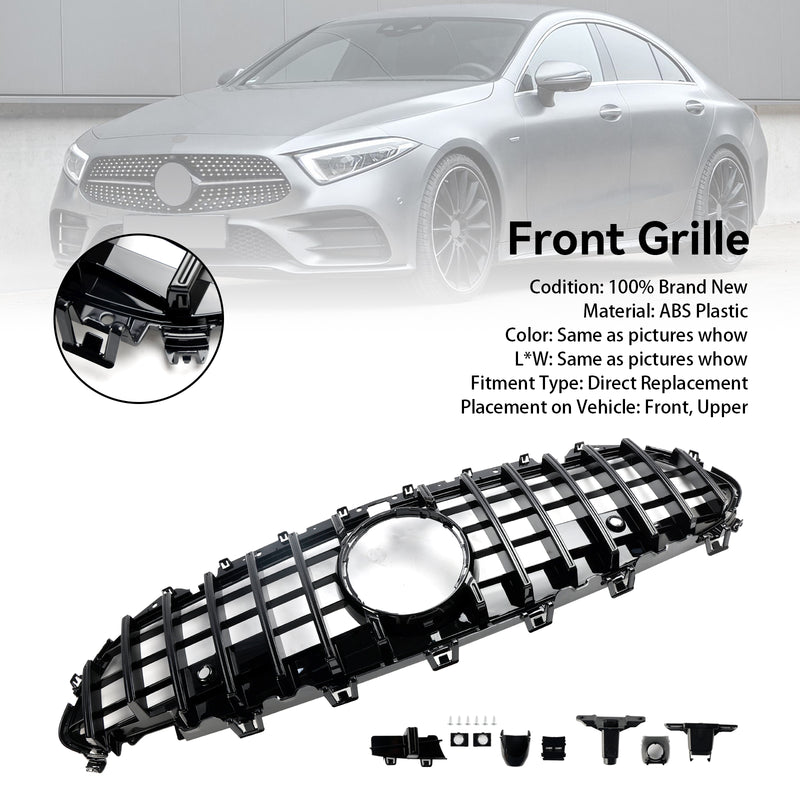 Black Front Bumper Grill Grille Fit Mercedes CLS C257 W257 Coupe 2018-2024