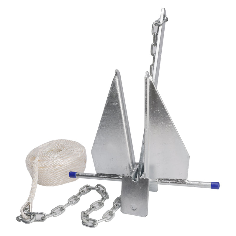 Kit Galvanized Boat Anchor 13Lbs Sliding Anchor & Chain & Rope Silver For Boat