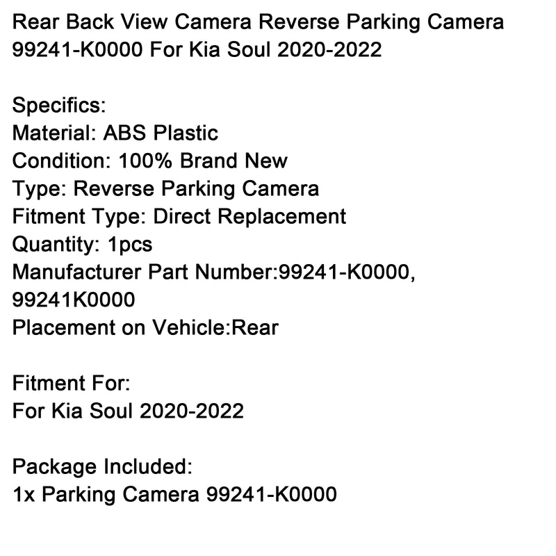 Rear Back View Camera Reverse Parking Camera 99241-K0000 For Kia Soul 2020-2022