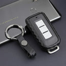 Leather Silicone Car Key Case Cover With Buckle For Mitsubishi