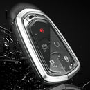 Aluminum Alloy TPU Silvery Car Key Case Cover With Buckle For Cadillac