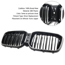 Double Slat Glossy Black Bumper Kidney Grille Fit BMW X3 G01 X4 G02 2022-2025