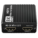 8K HDMI 1 to 2 Splitter HD2.1 8K60hz/4K120hz/1080P240hz w EDID 1 Input 2 Output