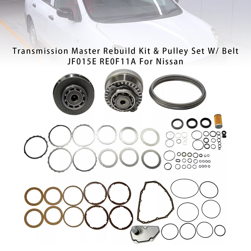 Transmission Master Rebuild Kit & Pulley Set W/ Belt JF015E RE0F11A For Nissan